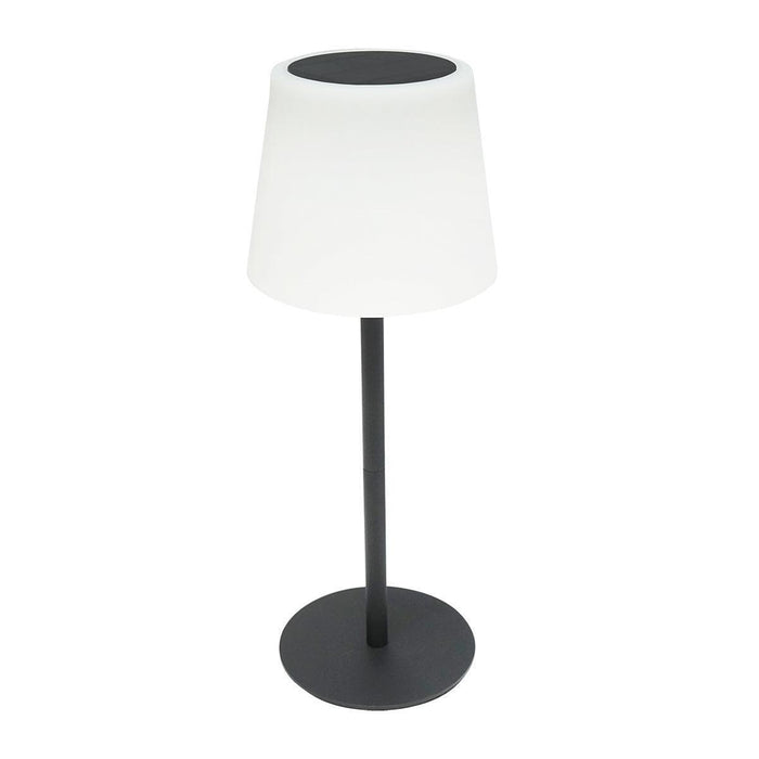 Lampada solare LED ricaricabile 2W con pannello solare 0,7W, batteria 3,7V 1200mAh, USB 5V 1A, IP65, per esterni, 3000K, Nero