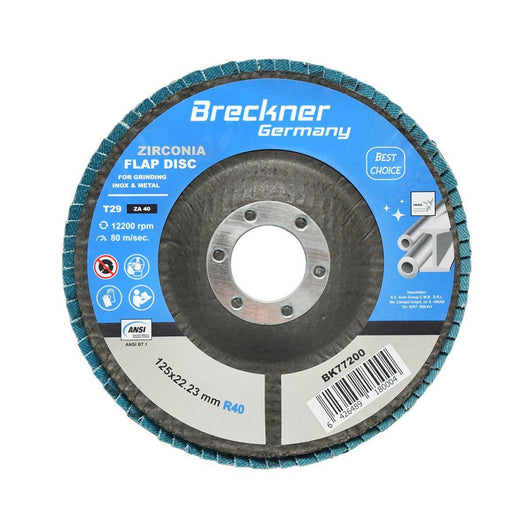 10 Dischi Lamellari Zirconio 125mm P40 per Acciaio INOX Metallo, Dischi Abrasivi, Disco Lamellare Breckner Germany