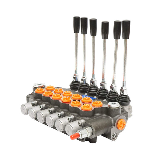 DISTRIBUTORE OLEODINAMICO a 6 leve incluso flusso 80L/min, 15 /+80