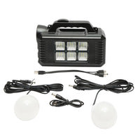 Kit illuminazione portatile a LED con 2 lampadine/proiettore, pannello solare e batteria da 4000 mAh per la pesca in campeggio GD-8077