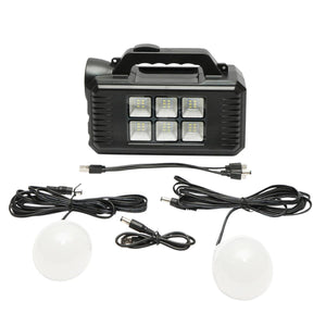 Kit illuminazione portatile a LED con 2 lampadine/proiettore, pannello solare e batteria da 4000 mAh per la pesca in campeggio GD-8077
