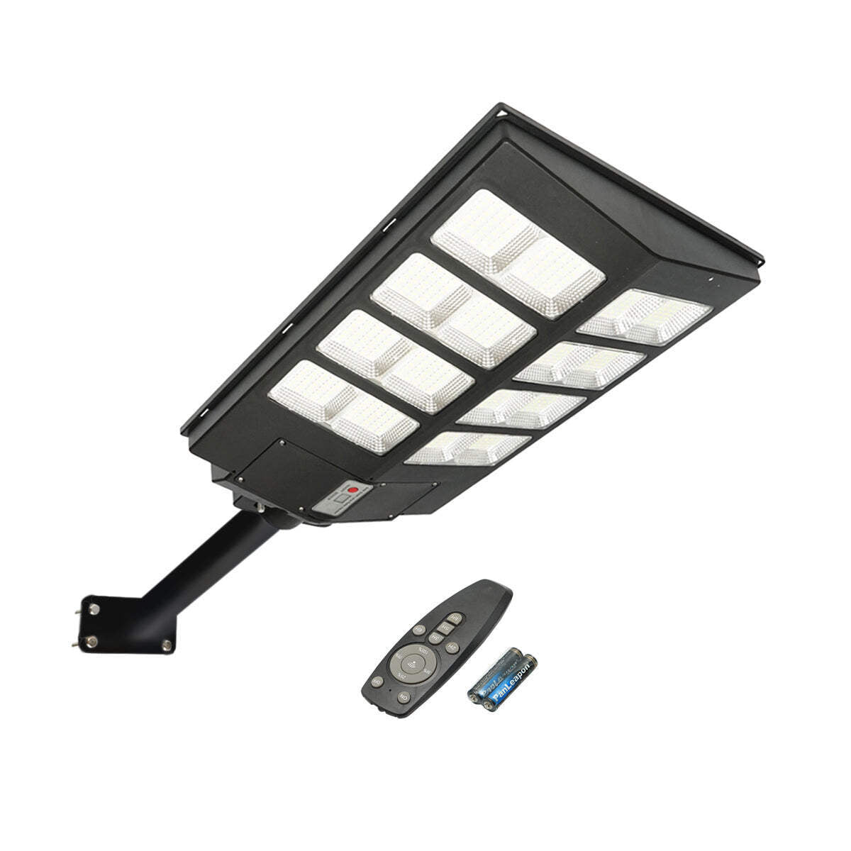 Lampada solare LED 300W illuminazione stradale 6500K con pannello solare, telecomando, sensore di movimento e montaggio su palo