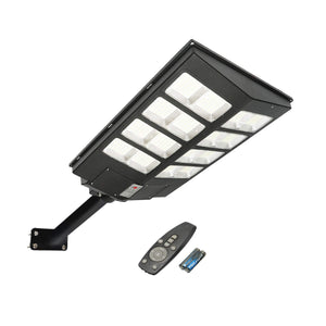 Lampada solare LED 300W illuminazione stradale 6500K con pannello solare, telecomando, sensore di movimento e montaggio su palo