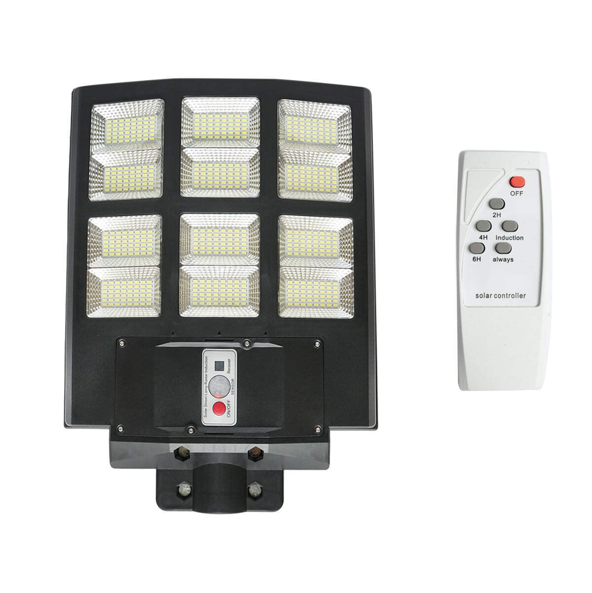 Lampada solare illuminazione stradale a LED 600W, 6500K, IP65 con pannello solare sensore di movimento telecomando