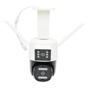 Telecamera di videosorveglianza da 6 MP con doppio obiettivo, P2P WIFI 2.4G 1080P, PTZ con sensore di movimento, rilevamento presenza umana e applicazione iCSee