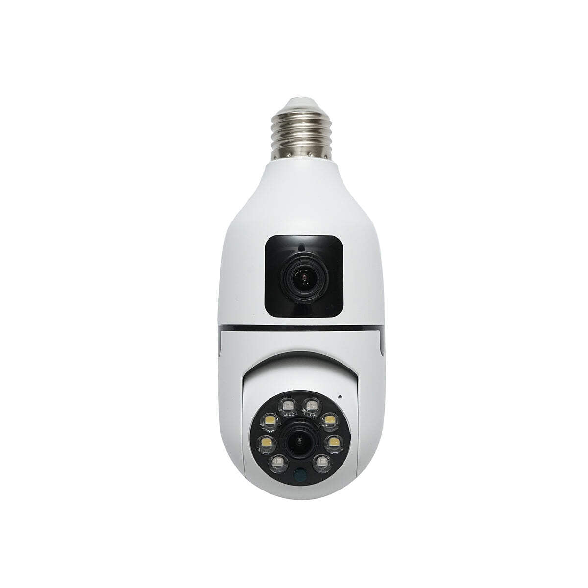 Telecamera di videosorveglianza con 2 lenti PTZ smart-bulb, WIFI 2.4G 1080P FHD 2MP, lampadina E27 con sensori di movimento, visione notturna e applicazione V380 Pro