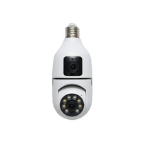 Telecamera di videosorveglianza con 2 lenti PTZ smart-bulb, WIFI 2.4G 1080P FHD 2MP, lampadina E27 con sensori di movimento, visione notturna e applicazione V380 Pro