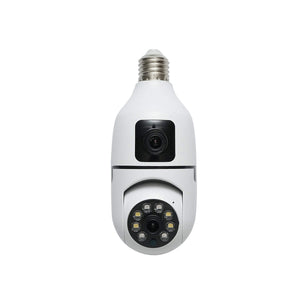 Telecamera di videosorveglianza con 2 lenti PTZ smart-bulb, WIFI 2.4G 1080P FHD 2MP, lampadina E27 con sensori di movimento, visione notturna e applicazione V380 Pro