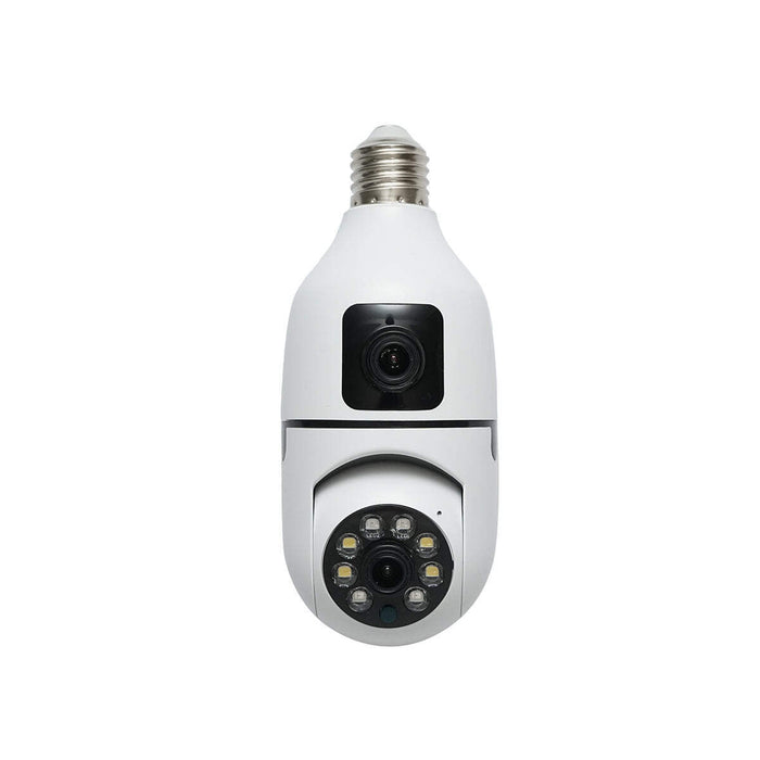 Telecamera di videosorveglianza con 2 lenti PTZ smart-bulb, WIFI 2.4G 1080P FHD 2MP, lampadina E27 con sensori di movimento, visione notturna e applicazione V380 Pro