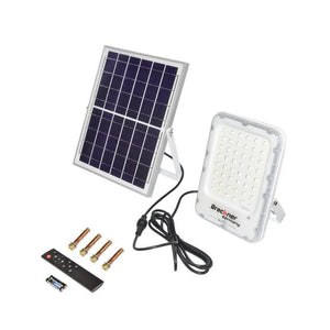 Proiettore LED da 100W con pannello solare policristallino da 12W, telecomando e batteria inclusa