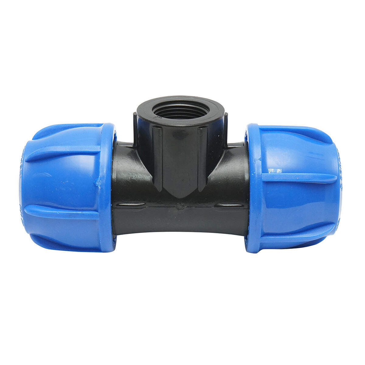 Quadrato a T di compressione con filettatura interna femmina a 90 gradi D25x25mmx1/2, PN16 bar per sistemi di irrigazione