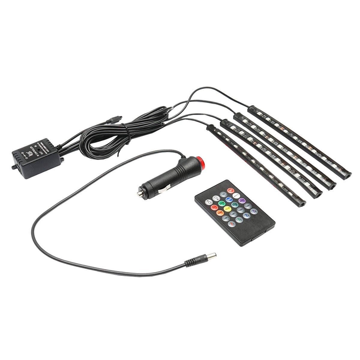 Kit illuminazione ambientale interno auto LED RGB 12V/6A con telecomando