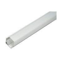 Profilo in alluminio per strip LED 15,8x15,8x2000mm, applicato angolo interno 90 gradi con diffusore opaco, striscia massima 12mm
