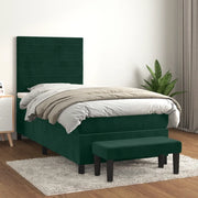 Giroletto a Molle con Materasso Verde Scuro 80x200 cm Velluto