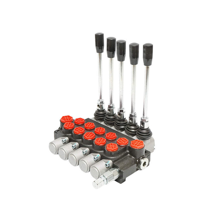 DISTRIBUTORE OLEODINAMICO a 5 leve portata 40L/min con leva e riduzione inclusa -15 /+80