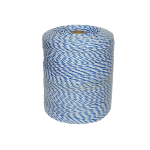 Rotolo di filo bianco-blu per recinto elettrico da 3 mm 3x0,2 mm SS, 7,8 Ohm / m, recinto elettrico Breckner da 500 m