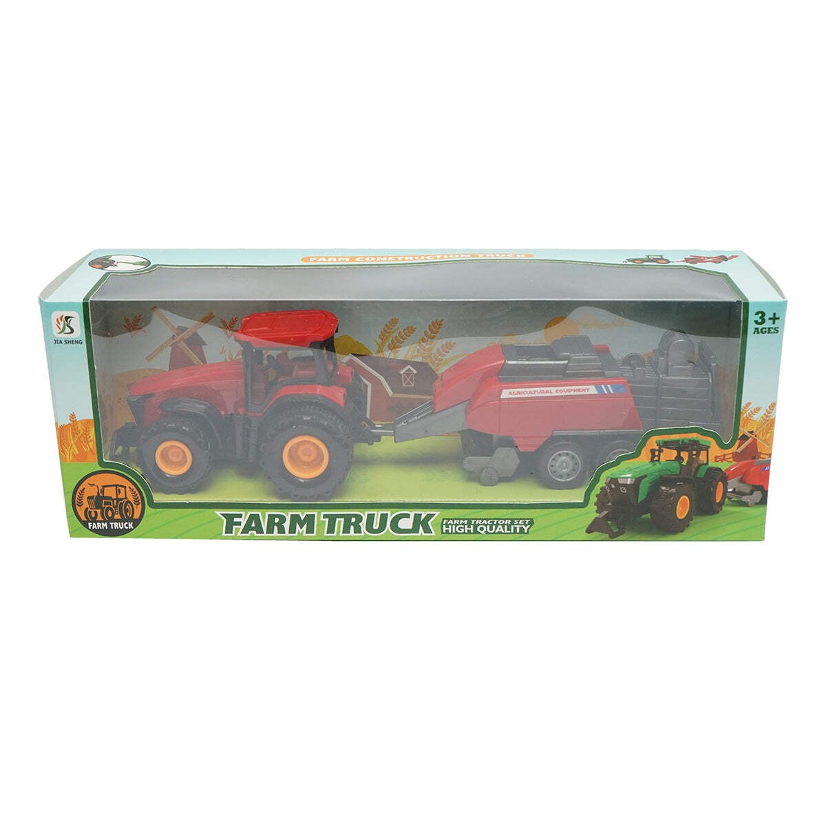 Trattore rosso con rimorchio, 304x85x83mm giocattolo per bambini +3 anni