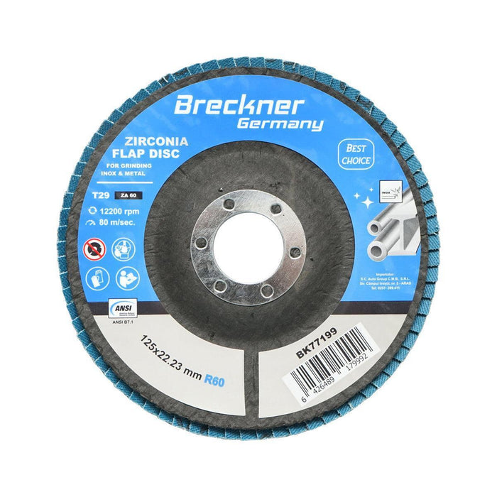 10 Dischi Lamellari Zirconio 125mm P60 per Acciaio INOX Metallo, Dischi Abrasivi, Disco Lamellare Breckner Germany