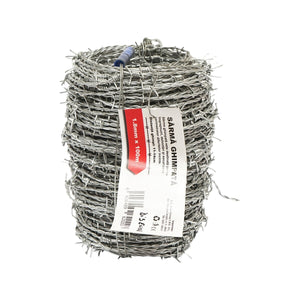 Rotolo di filo spinato zincato 100m,1.8 mm, distanza tra le punte 14cm, per recinzioni, Filo spinato zincato bobina