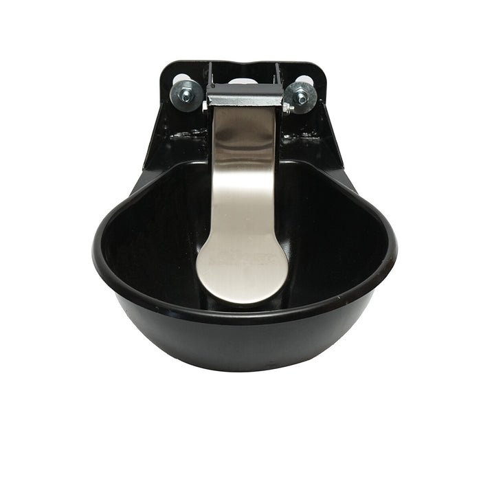 Abbeveratoio metallico 2,5L con linguetta in acciaio inox e accessori di fissaggio