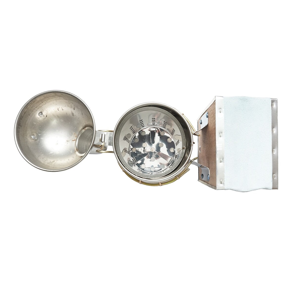 Alveare Fumatore Attrezzature Apicoltura Affumicatore per api in acciaio inox con Cilindro Con Scudo Termico e soffietto in pelle, 160 mm