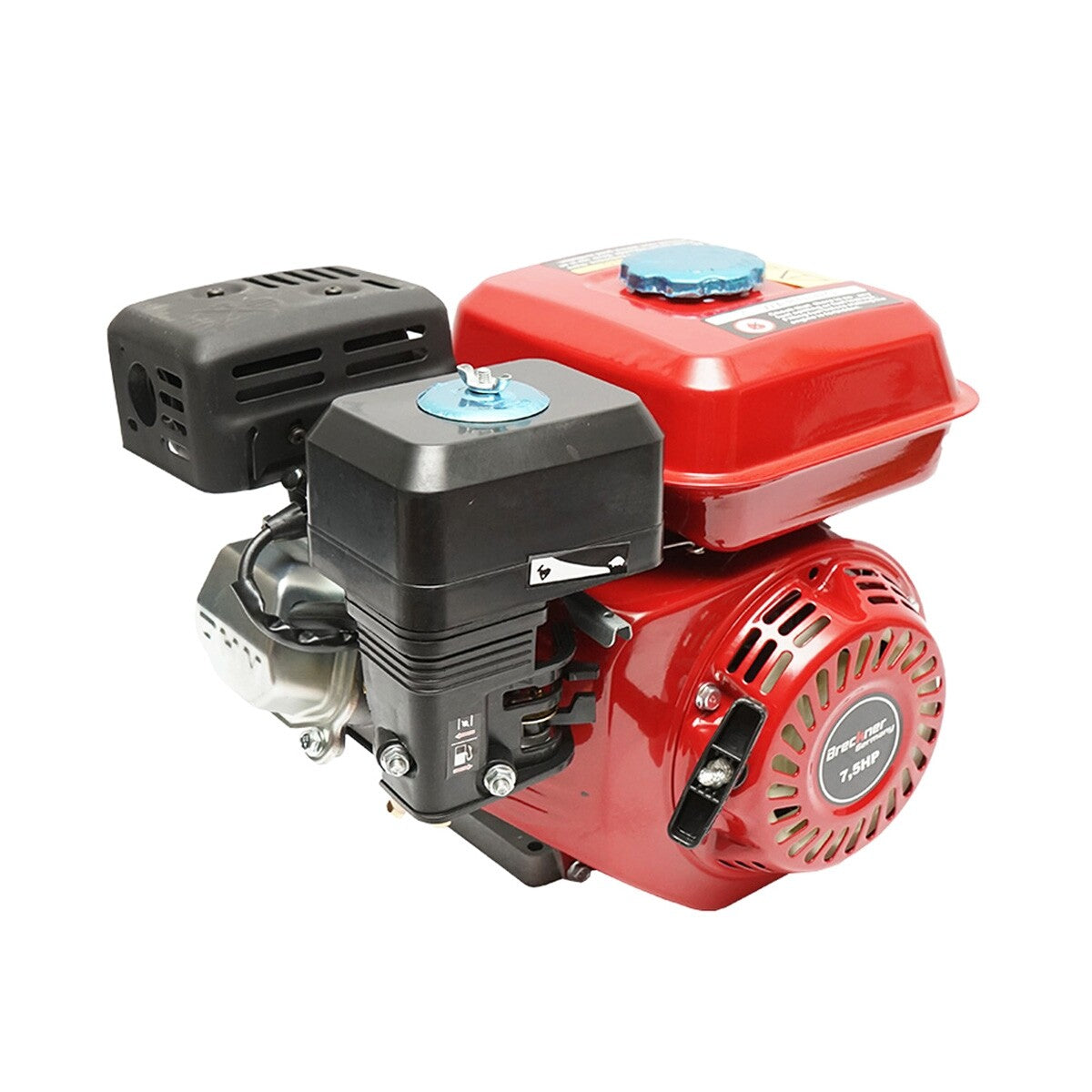 Motore a Scoppio 7.5 CV, Motore a Benzina 4 Tempi 196cc con Albero cilindrico scanalato Ø 25 mm e, Avviamento a Strappo Breckner Germany