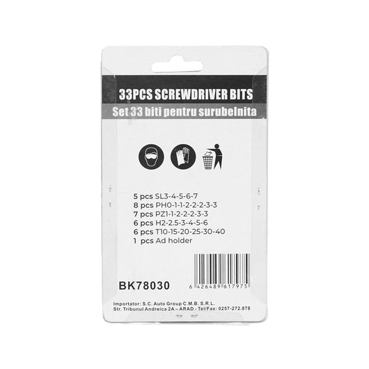 Set punte 33 pezzi Set di Punte per cacciavite con prolunga portapunta Breckner Germany