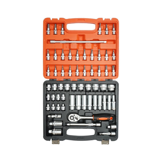 Set di Chiavi a Bussola con Cricchetto 61 Pezzi, Custodia Portatile, Set Chiavi con Cricchetto Bussola Cacciavite 61 pezzi Breckner Germany