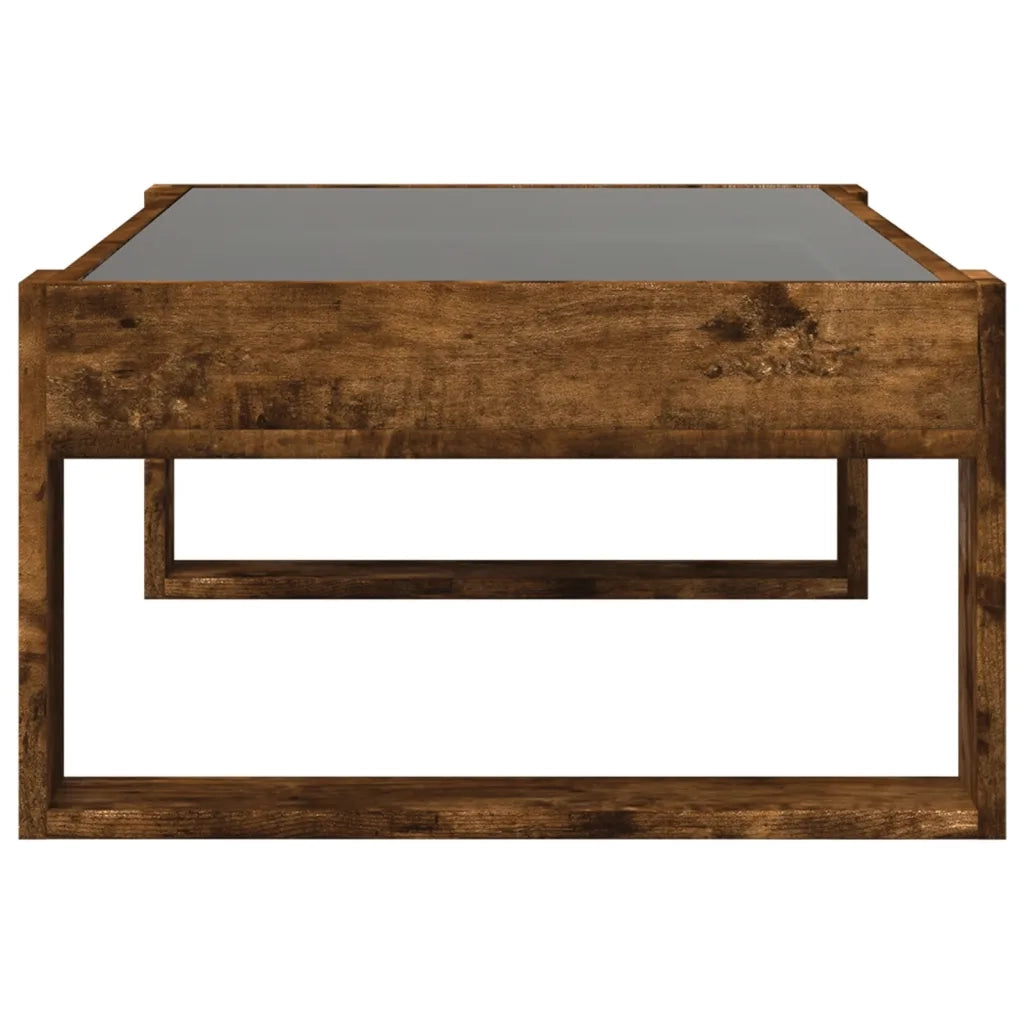 Tavolino da Salotto con LED Infinity Rovere Fumo 90x53x30 cm