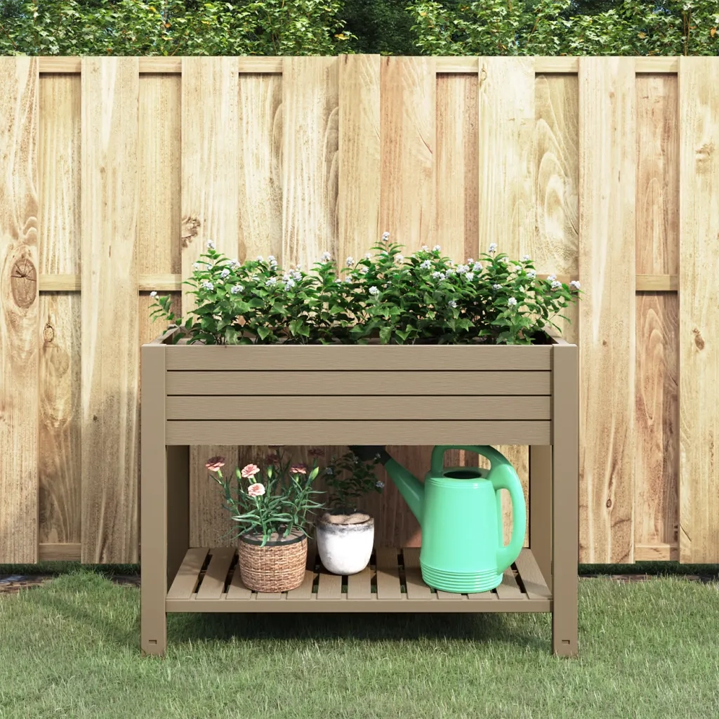 Fioriera | Cassetta per fiori | Vaso da Giardino Marrone Chiaro 110x45x79 cm Polipropilene