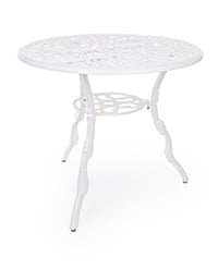 Tavolo da Giardino Esterno Rotondo in Metallo 80 cm Bianco Shabby Chic Victoria Diametro: 80 cm