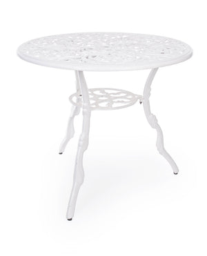 Tavolo da Giardino Esterno Rotondo in Metallo 80 cm Bianco Shabby Chic Victoria Diametro: 80 cm