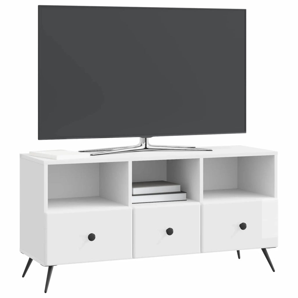 Mobile TV Bianco Lucido 102 x 34,5 x 50 cm Legno ingegnerizzato