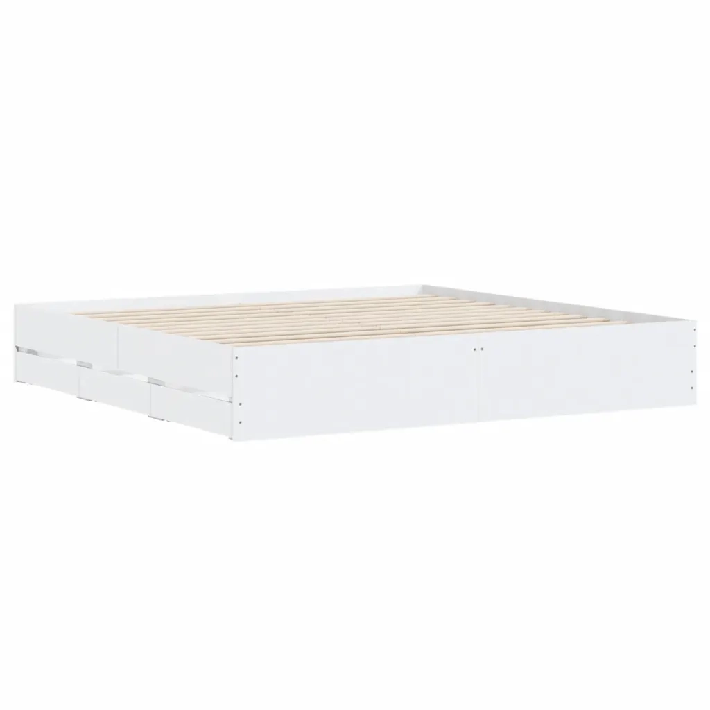 Giroletto con Cassetti-Struttura Letto con contenitore Bianco 160x200 cm in Legno Multistrato 881977