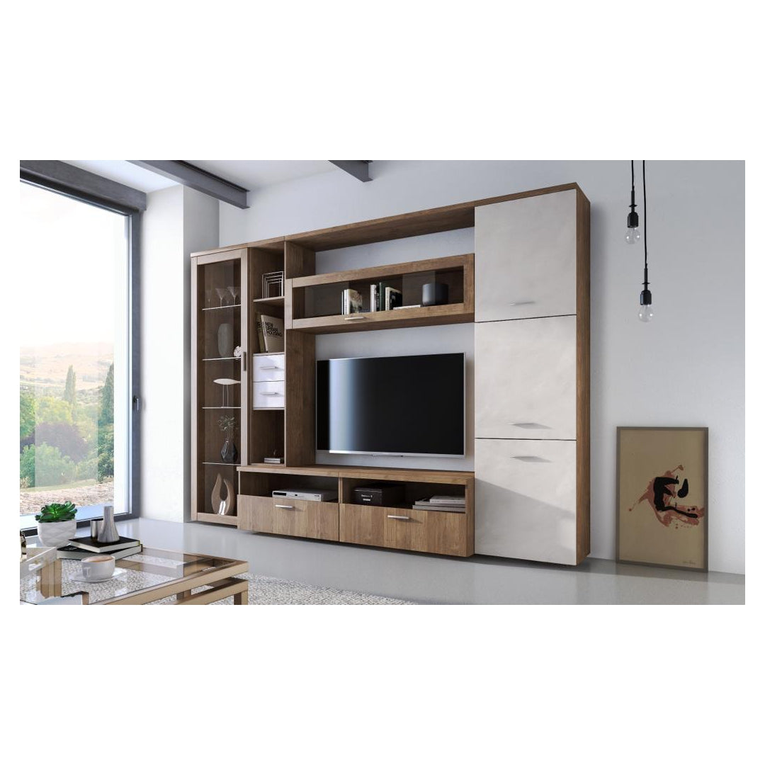 PARETE HERCULES 270X50XH213CM NOCE / SPATOLATO
