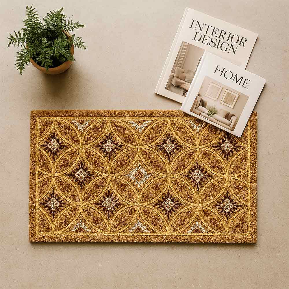 Zerbino classico rettangolare in cocco fantasia cerchi cm 45 x cm 75