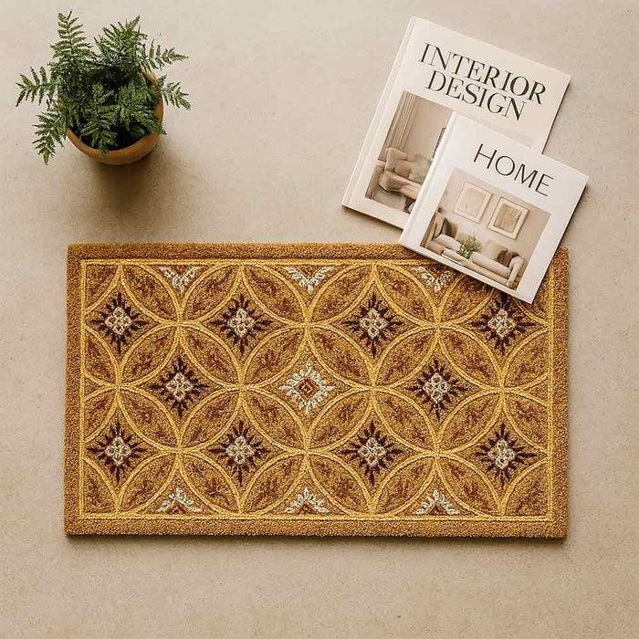 Zerbino classico rettangolare in cocco fantasia cerchi cm 45 x cm 75