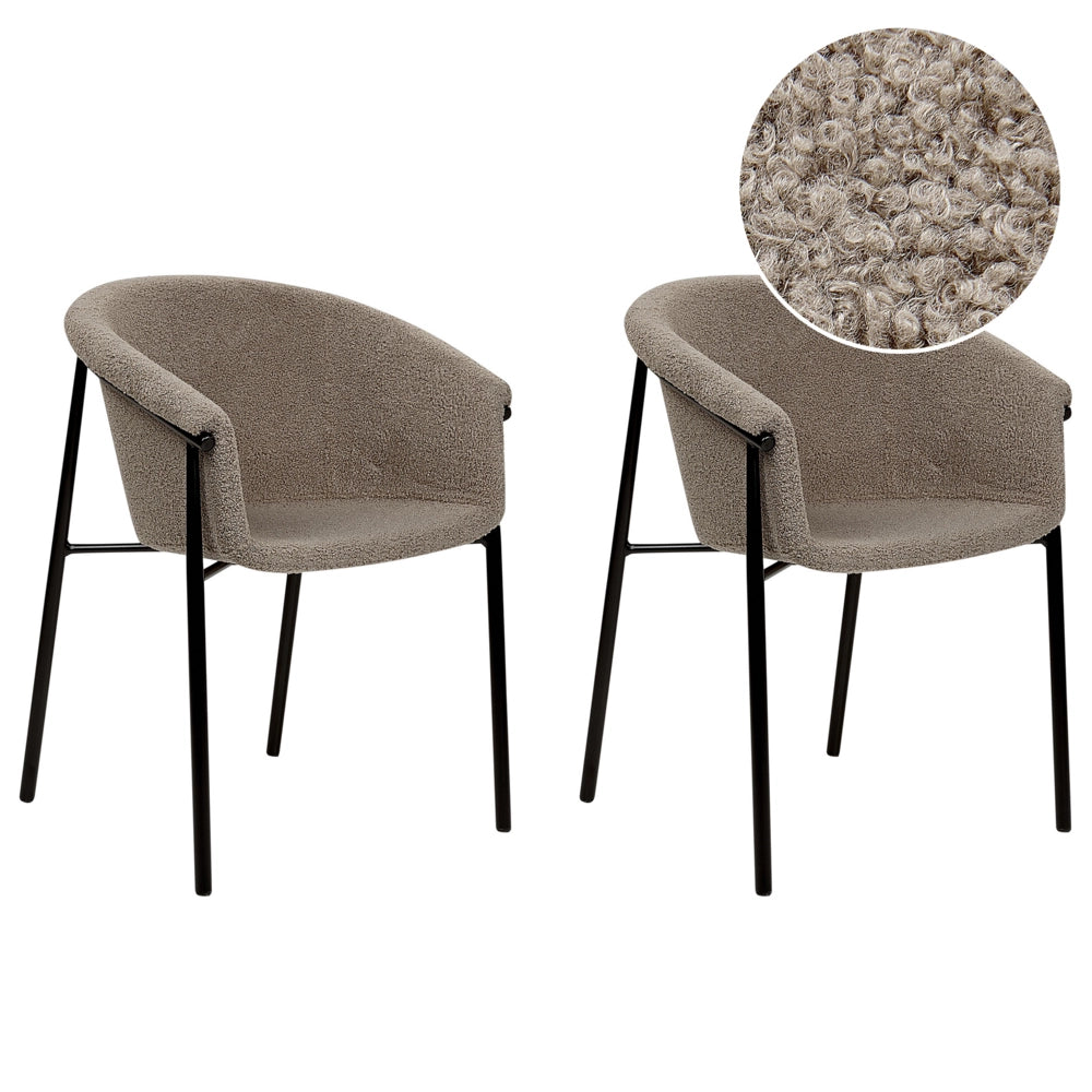 Set di 2 sedie da pranzo con imbottitura in tessuto tortora Seduta da pranzo dal design moderno e contemporaneo