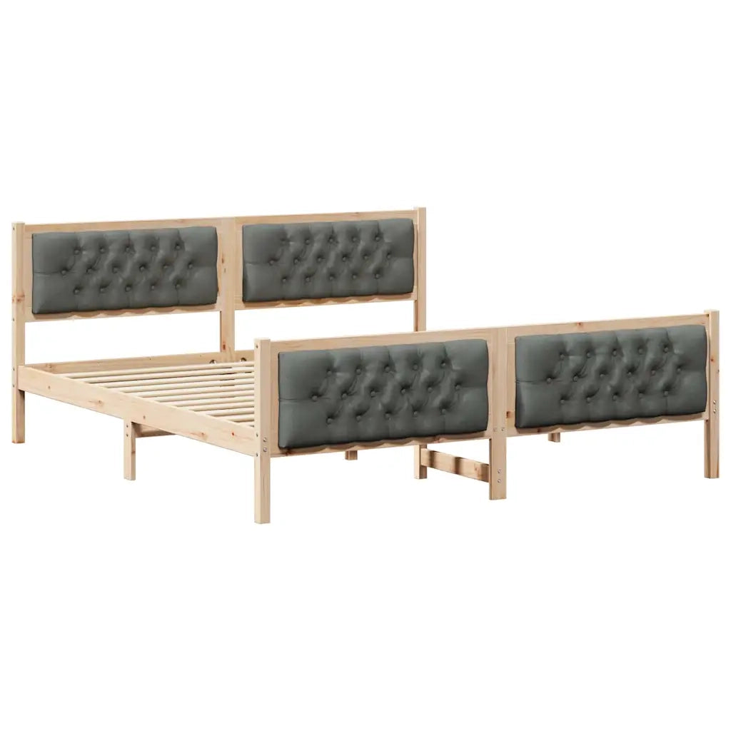 Struttura del letto Grigio scuro 160 x 200 cm Pino massello