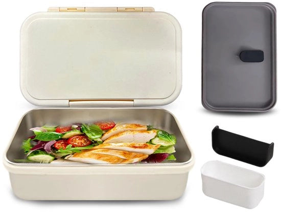 Lunchbox 900ml con contenitori, impermeabile, resistente a microonde e lavastoviglie, BPA-free e riutilizzabile per adulti e bambini (bianco)
