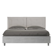 BS COM Letto matrimoniale senza rete 160x190 cemento cuscini similpelle tortora