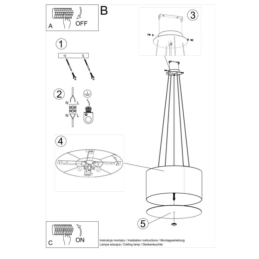 Lampada a sospensione nera Ø50 DUETTO Pure Lume 5xE27