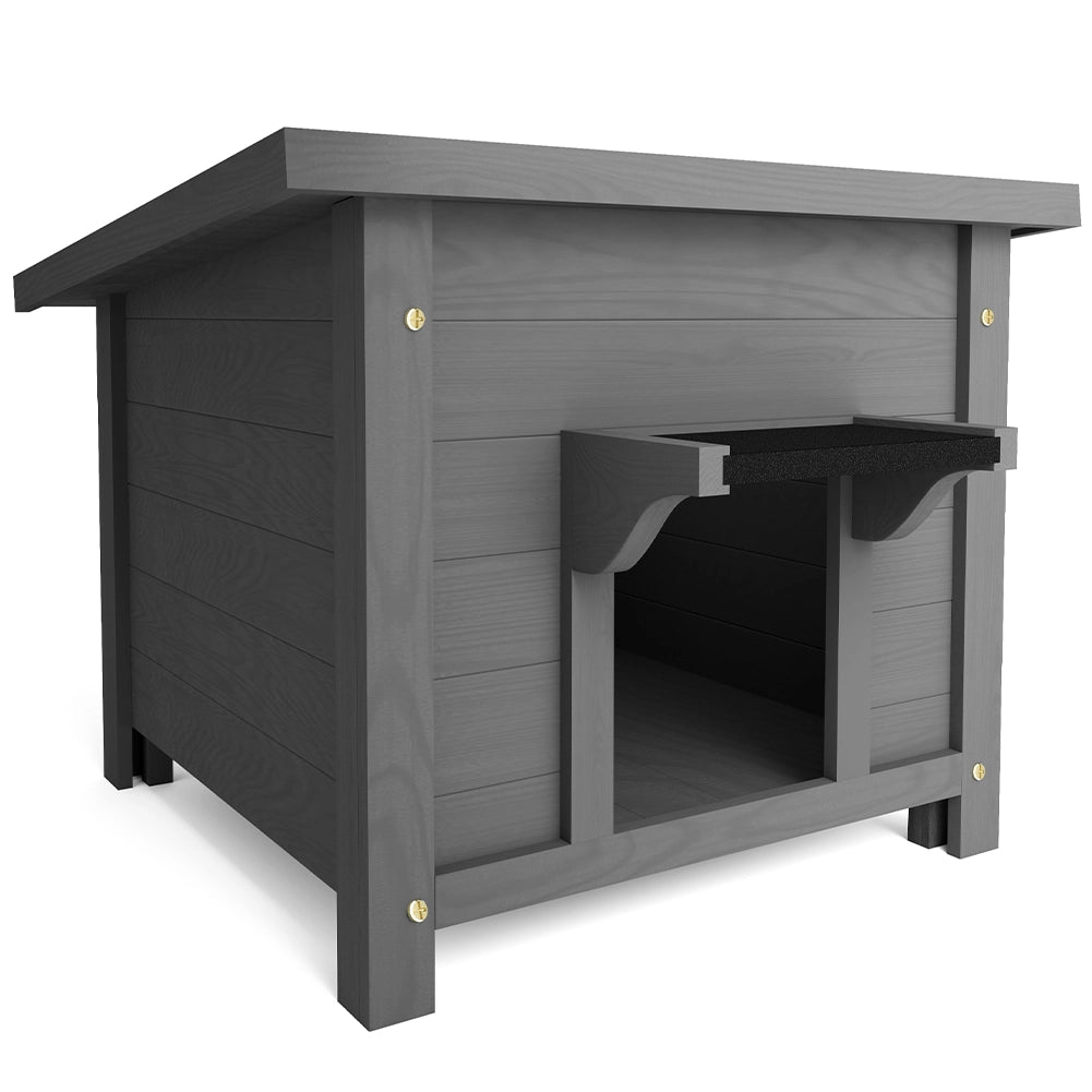 Casetta per Animali Domestici Grigia in Legno Cuccia Tetto Apribile 60x58x47cm