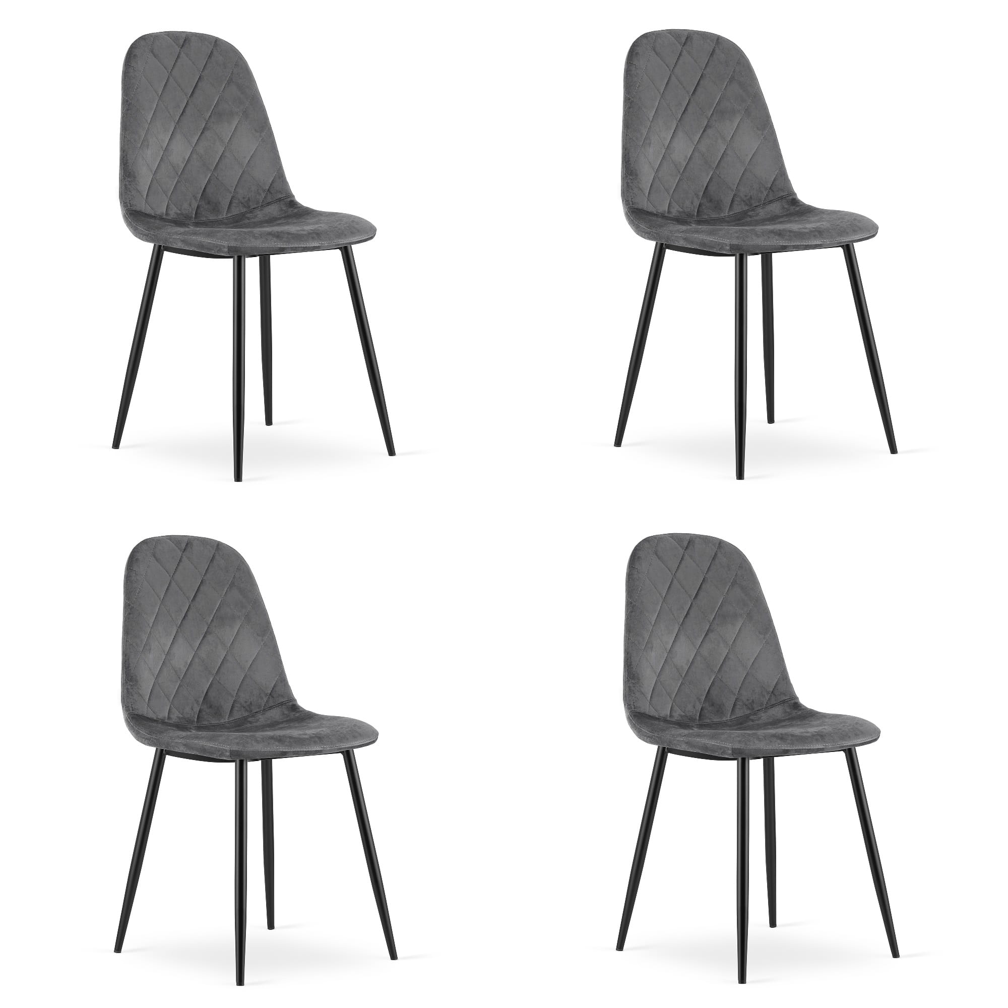 Set di 4 sedie Valora DAPI in velluto grigio scuro | resistenti | comode