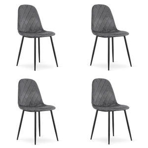 Set di 4 sedie Valora DAPI in velluto grigio scuro | resistenti | comode