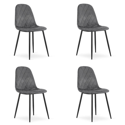 Set di 4 sedie Valora DAPI in velluto grigio scuro | resistenti | comode