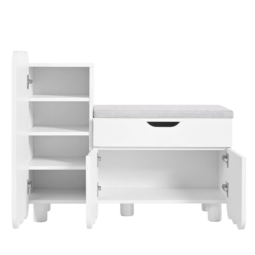 Scarpiera con Panca e Cassetto, 3 Ante ¨C MINIMAL ¨C Bianco, Salvaspazio Ingresso