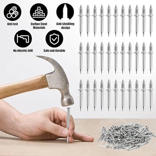 Assortimento di Spicchi - Set di Viti da Parete, Spicchi a Testa Piana, Spicchi per Ospitare le Foto, Viti da Parete, Hardware Assortimento di Spicchi da 100 pezzi