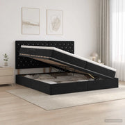 Letto con contenitore e materasso Nero 200 x 200 cm Velluto 3459653