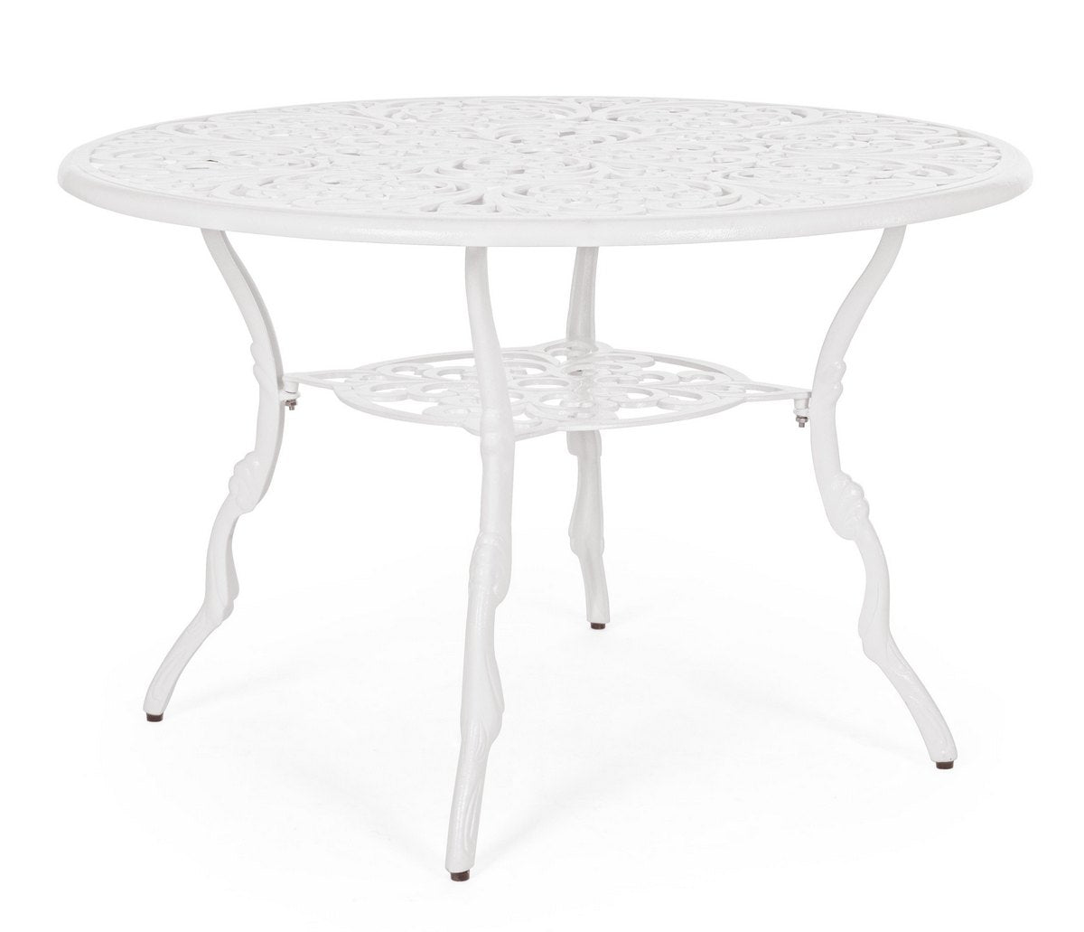 Tavolo da Giardino Esterno Rotondo in Metallo 80 cm Bianco Shabby Chic Victoria Diametro: 110 cm